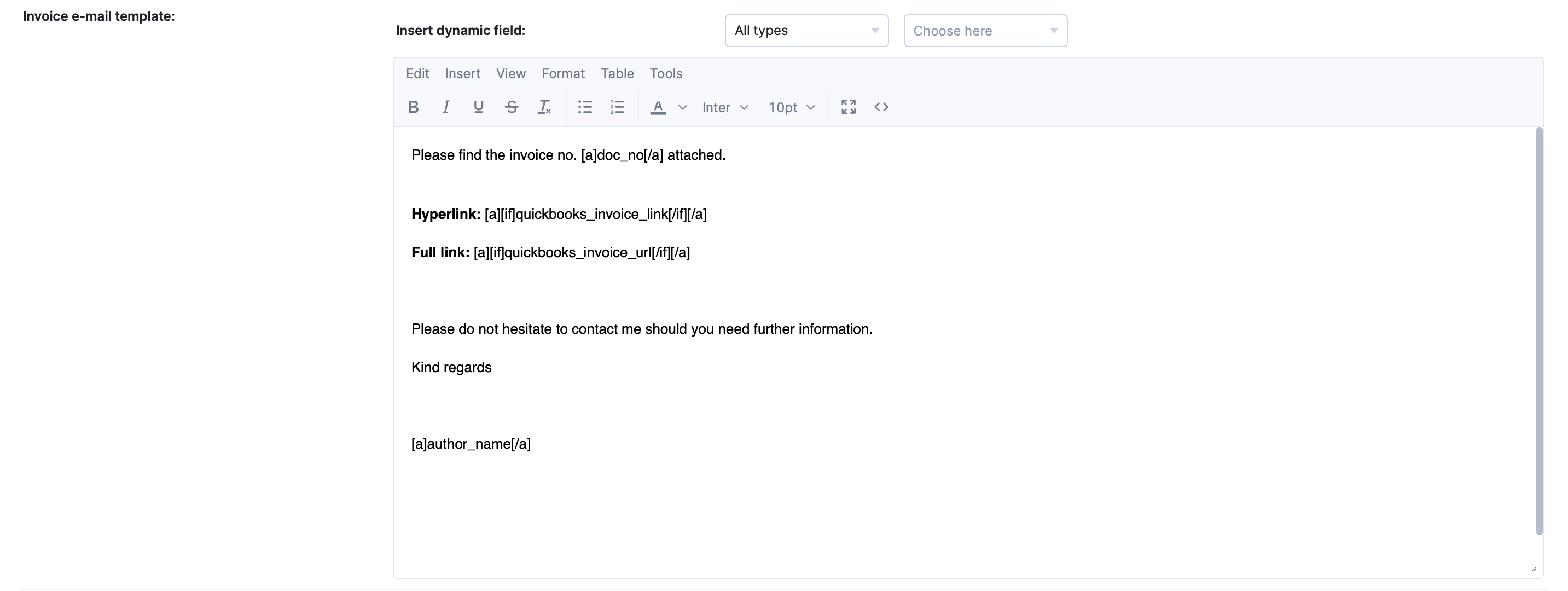 How to add QuickBooks invoice link into Scoro PDF or email template | Scoro  Help Center